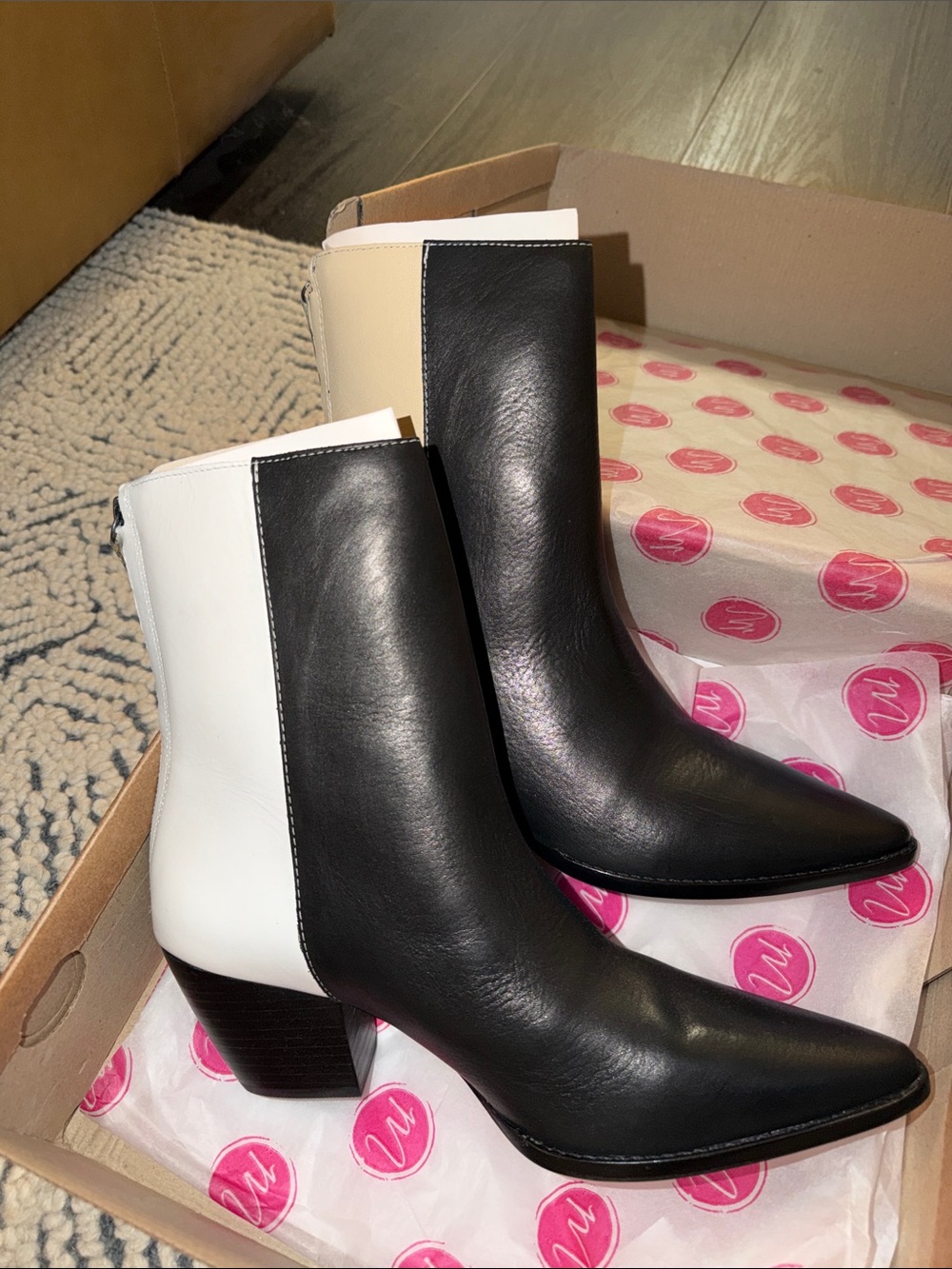 Matisse Carson Two-Tone Black and White Women's Ankle Boots